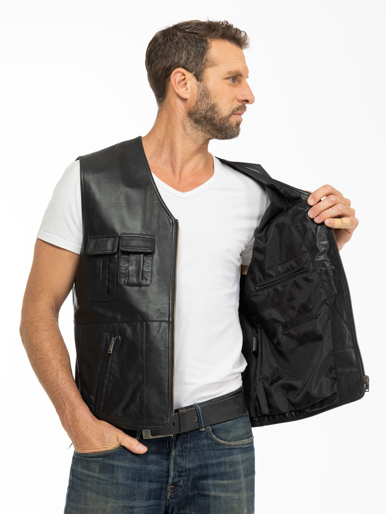 Vêtement en cuir Gilets Cuir  noir