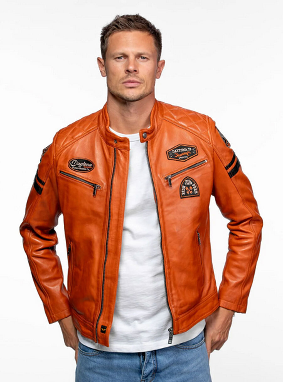 Vêtement en cuir Blousons cuir camel