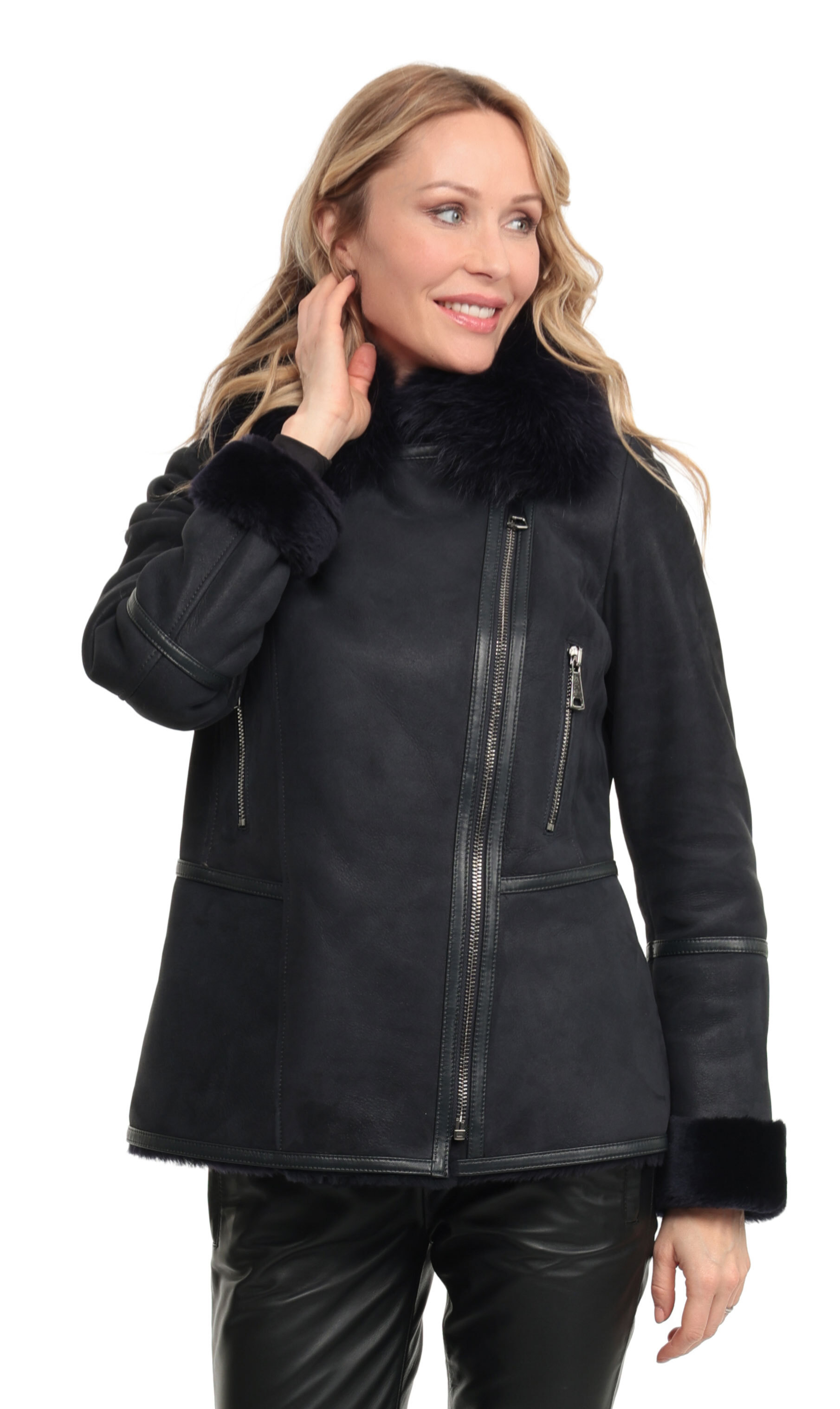 Vêtement en cuir Vestes cuir bleu