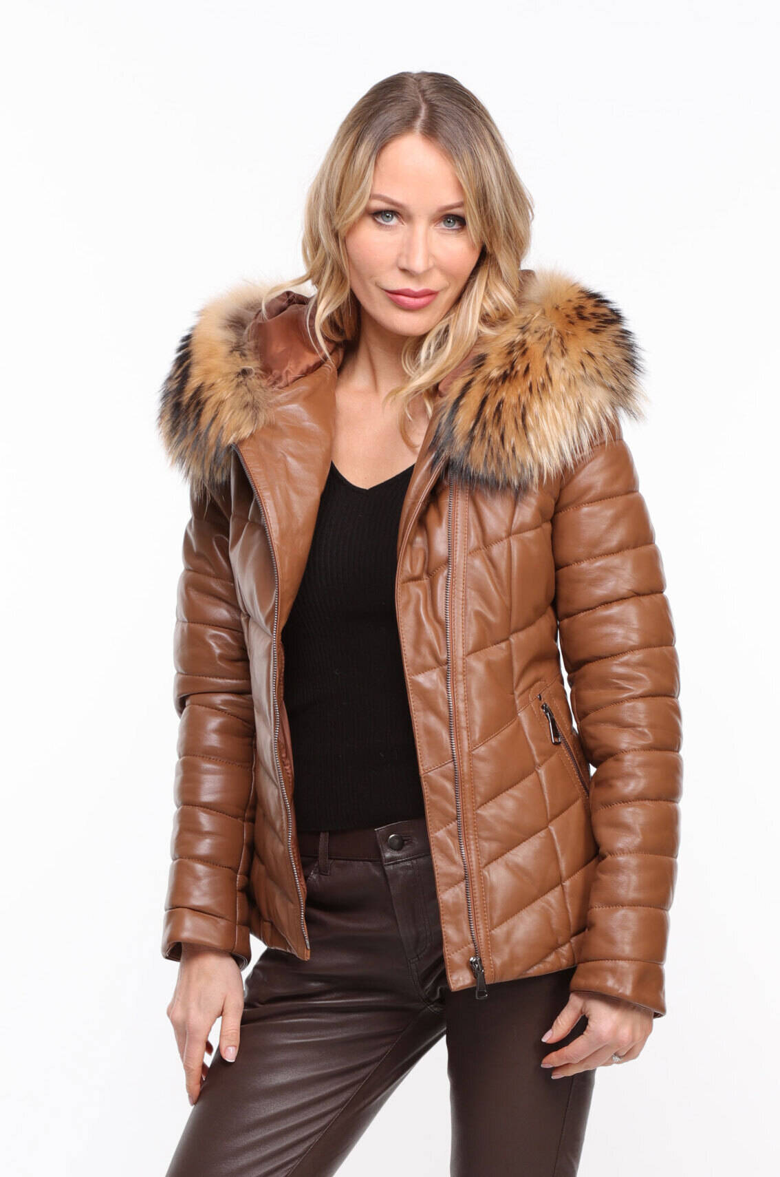 Parka cuir femme capuche best sale