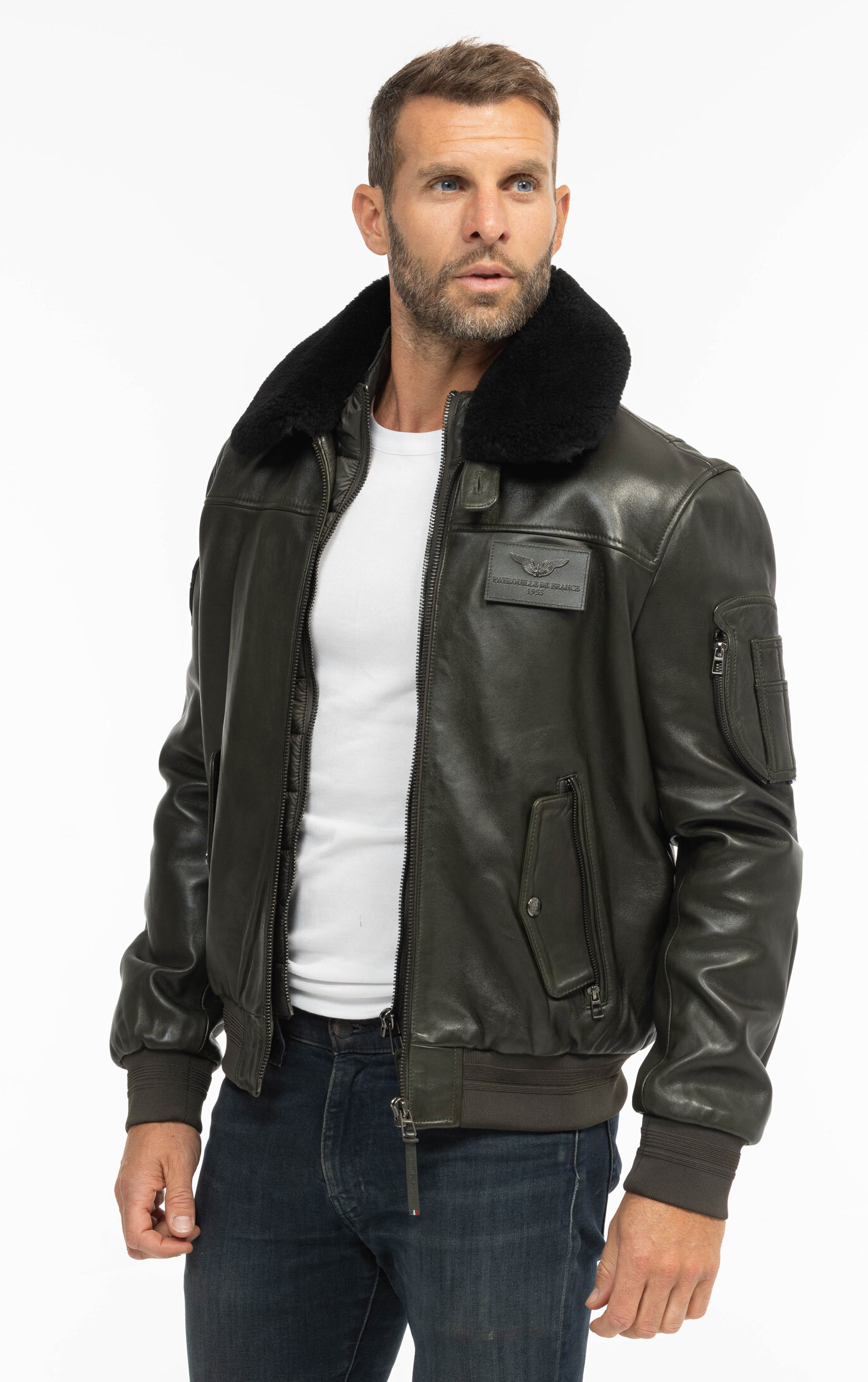 Vêtement en cuir Blousons cuir kaki