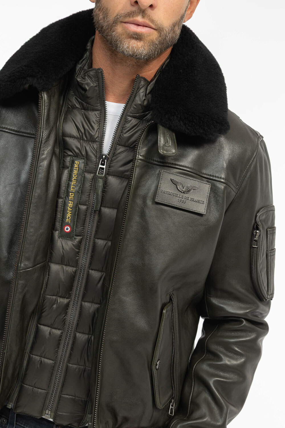 Vêtement en cuir Blousons cuir kaki