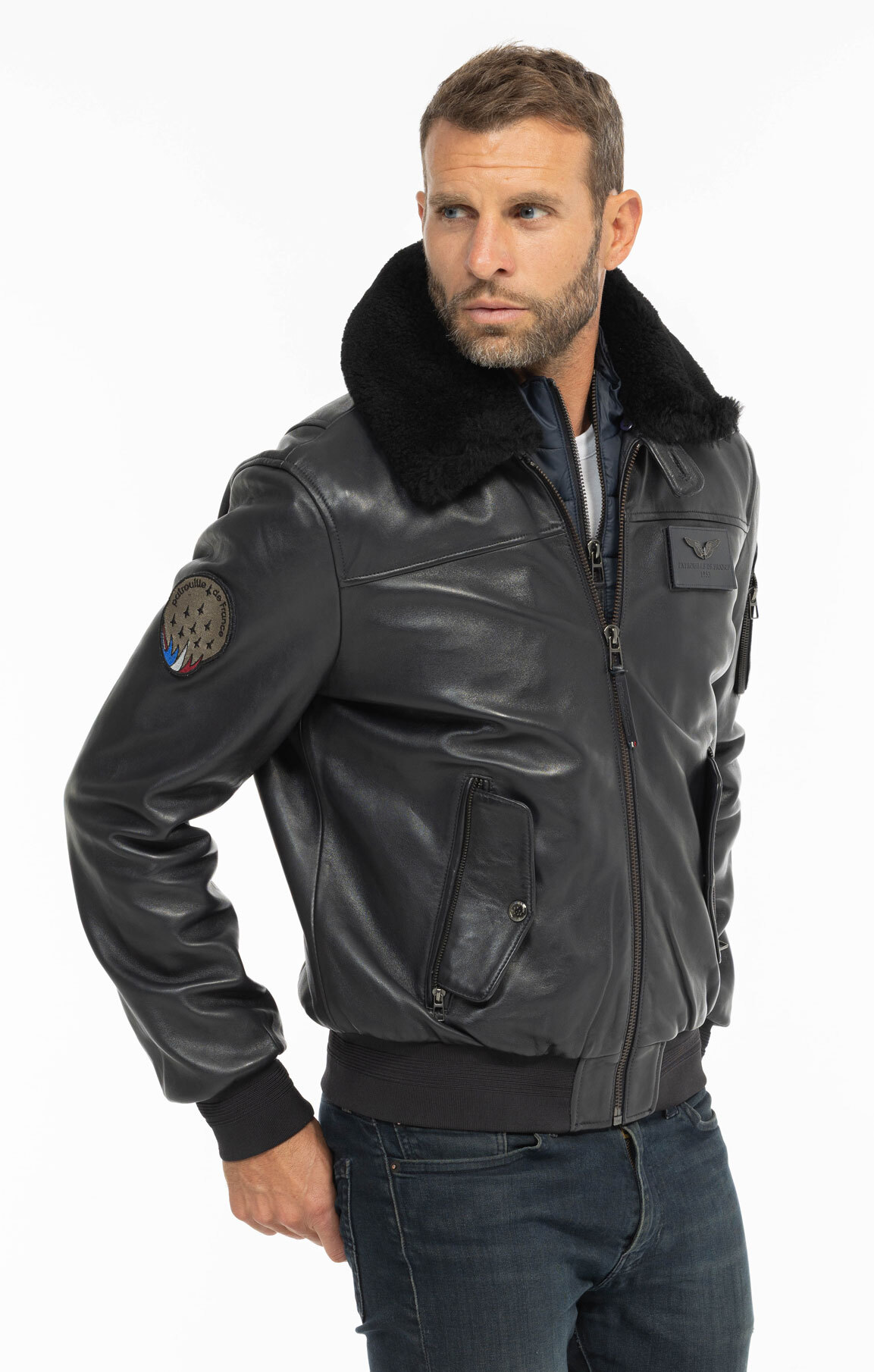 Vêtement en cuir Blousons cuir bleu