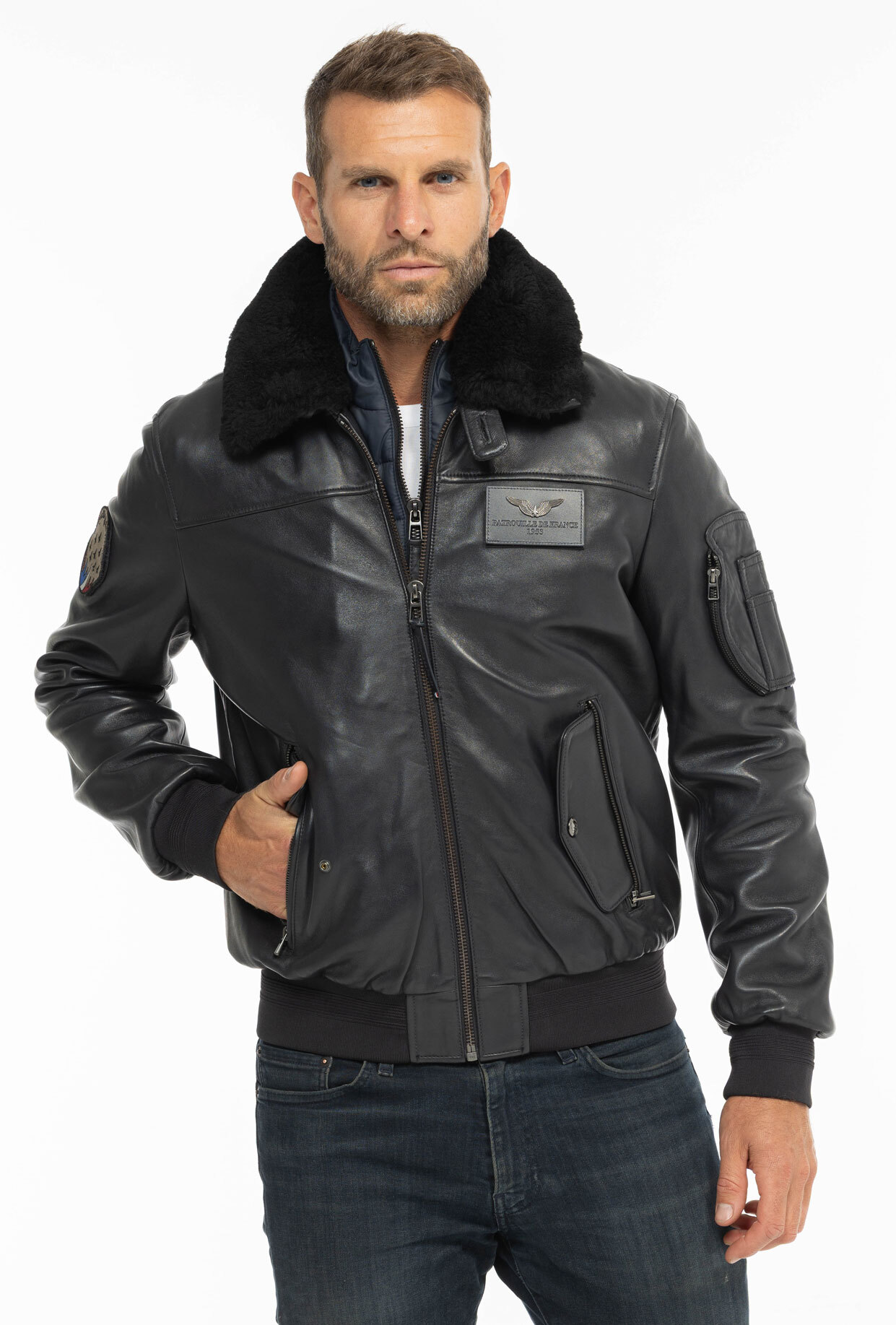 Vêtement en cuir Blousons cuir bleu