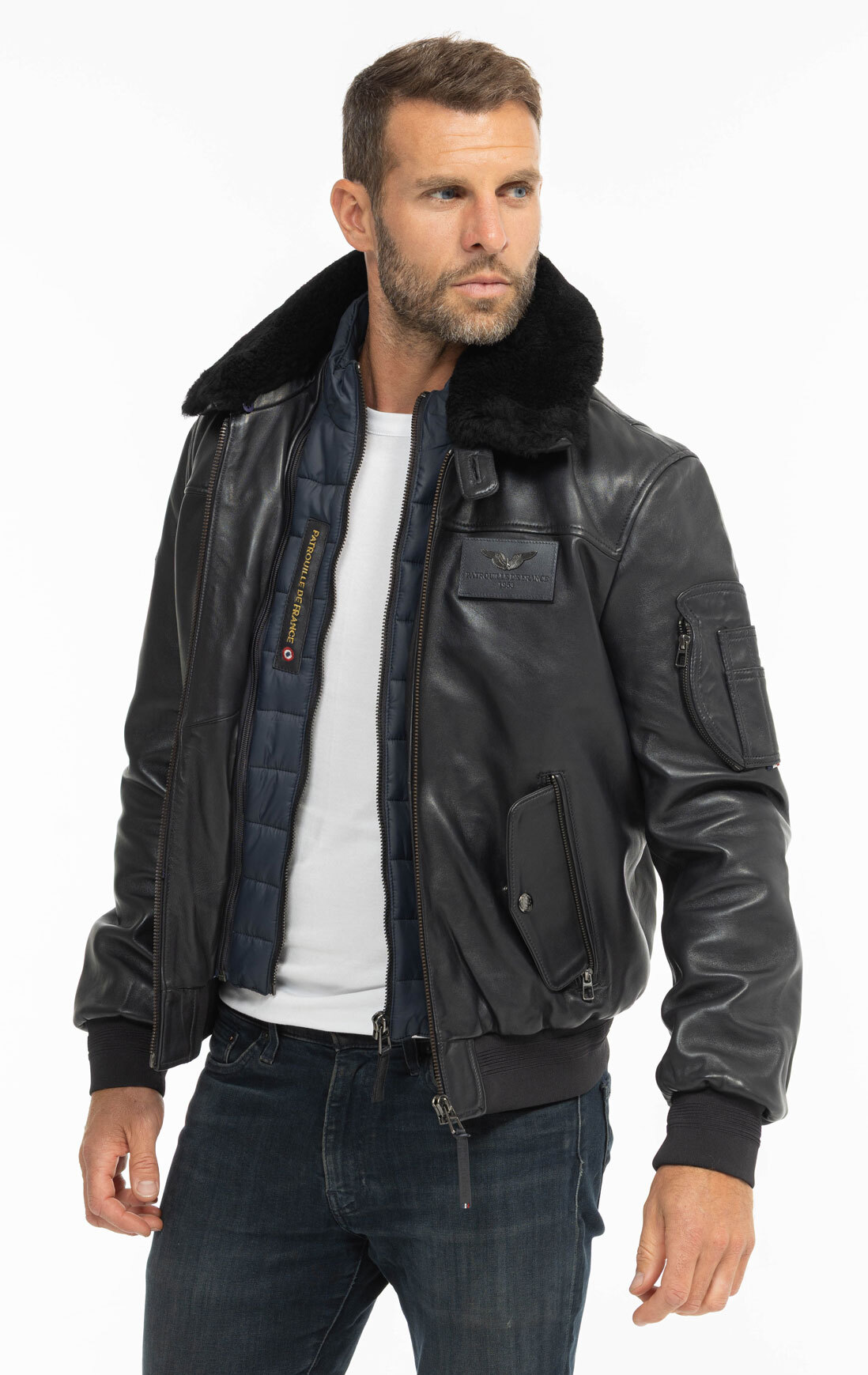 Vêtement en cuir Blousons cuir bleu