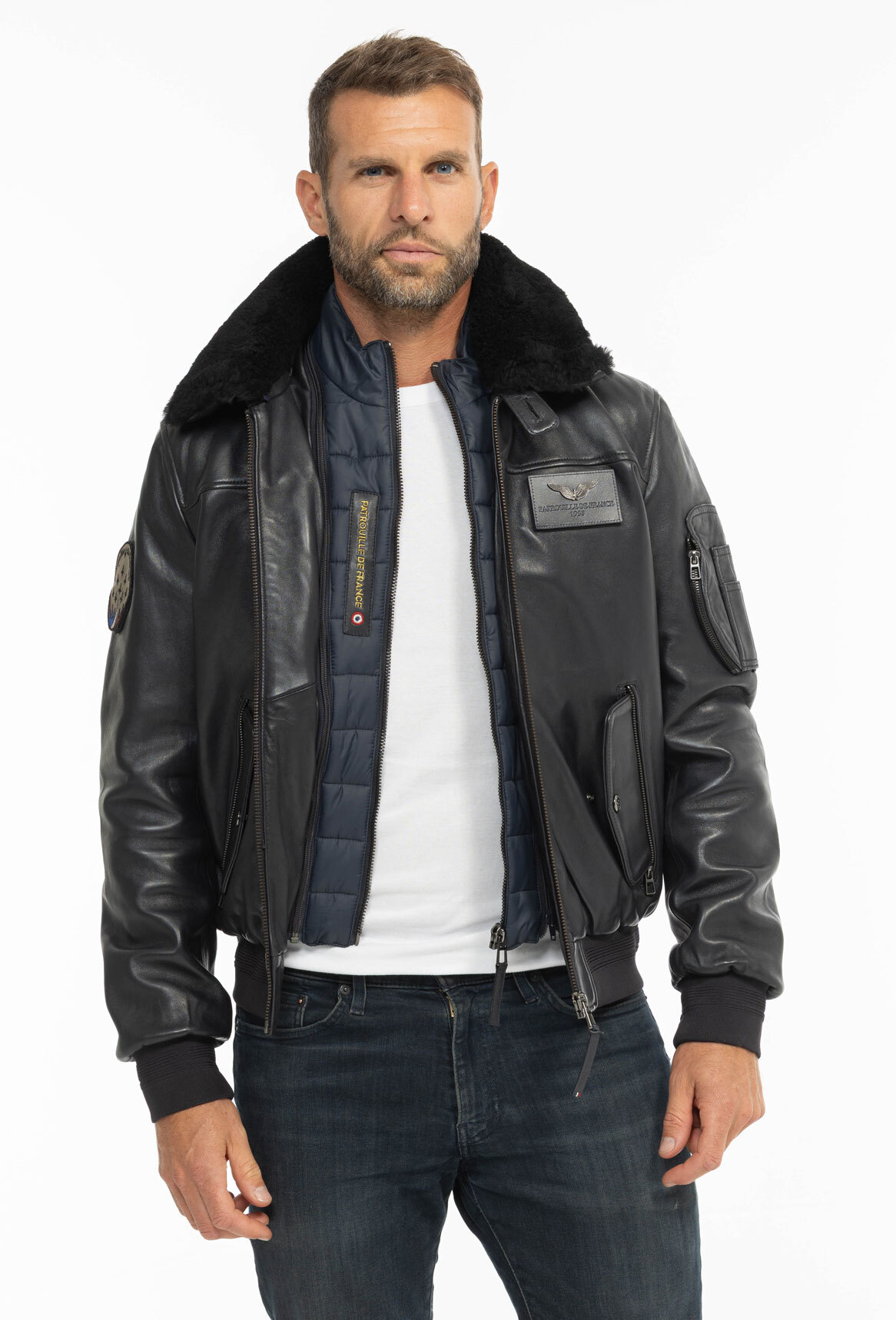 Vêtement en cuir Blousons cuir bleu