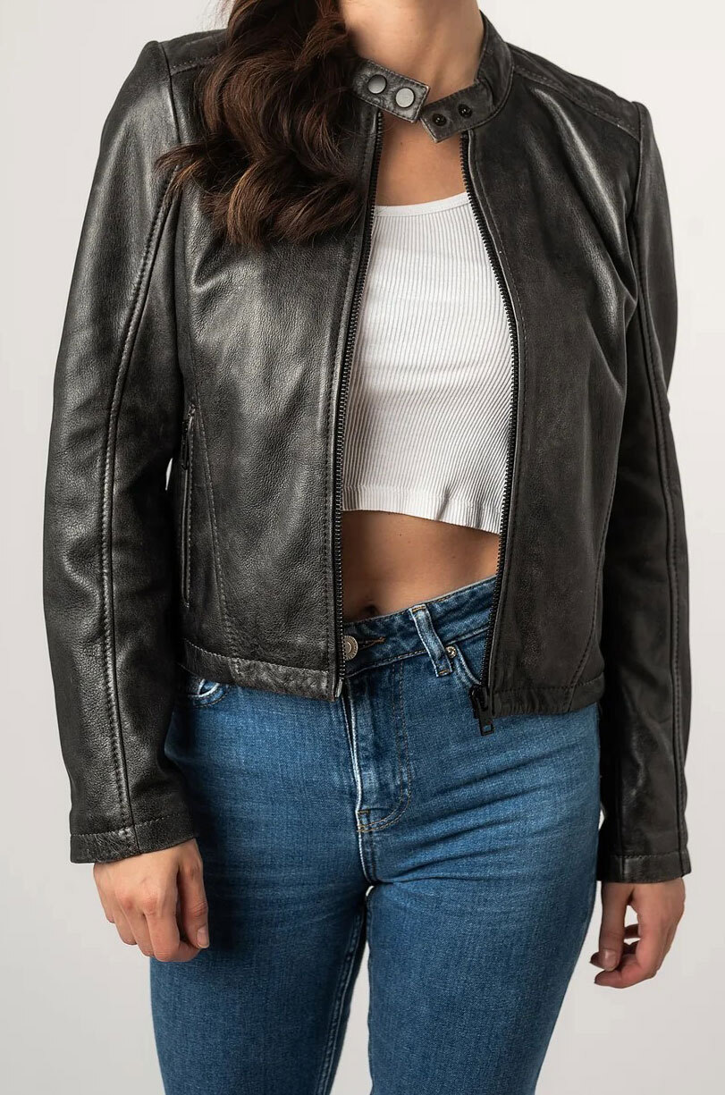 Vêtement en cuir Blousons cuir gris