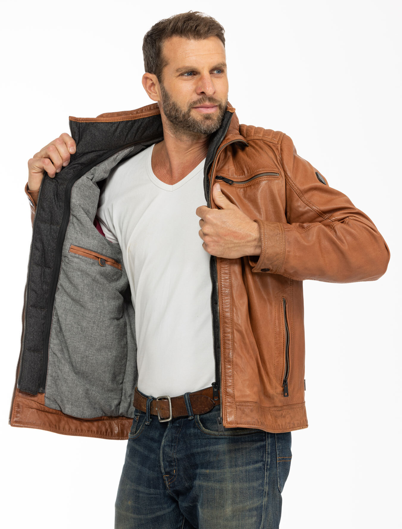 Vêtement en cuir Les bonnes affaires Homme cognac