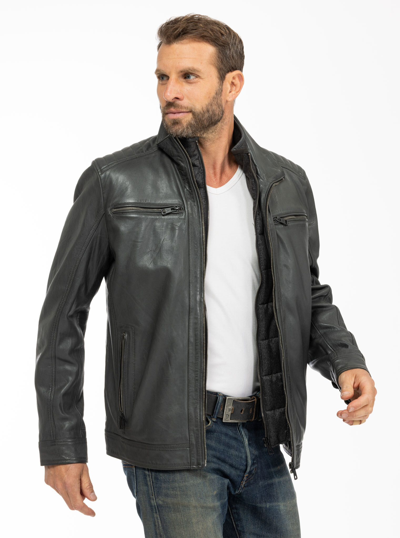 Vêtement en cuir Les bonnes affaires Homme gris