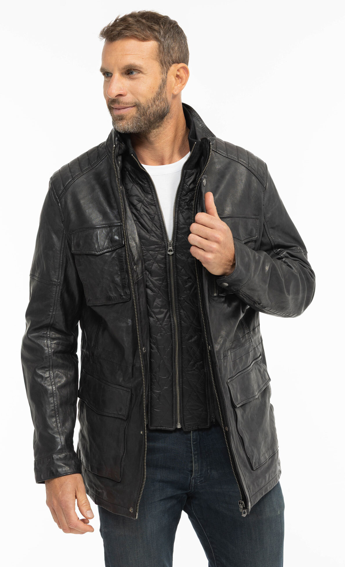 Vêtement en cuir Vestes & Trois Quart cuir noir