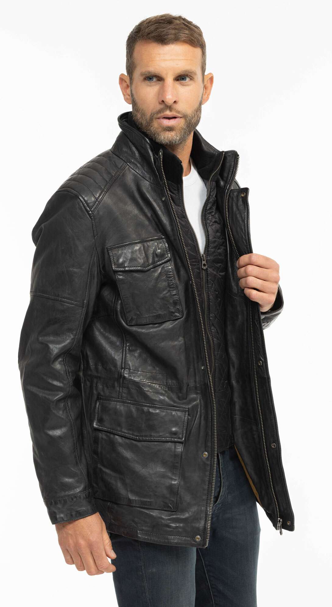 Vêtement en cuir Vestes & Trois Quart cuir noir