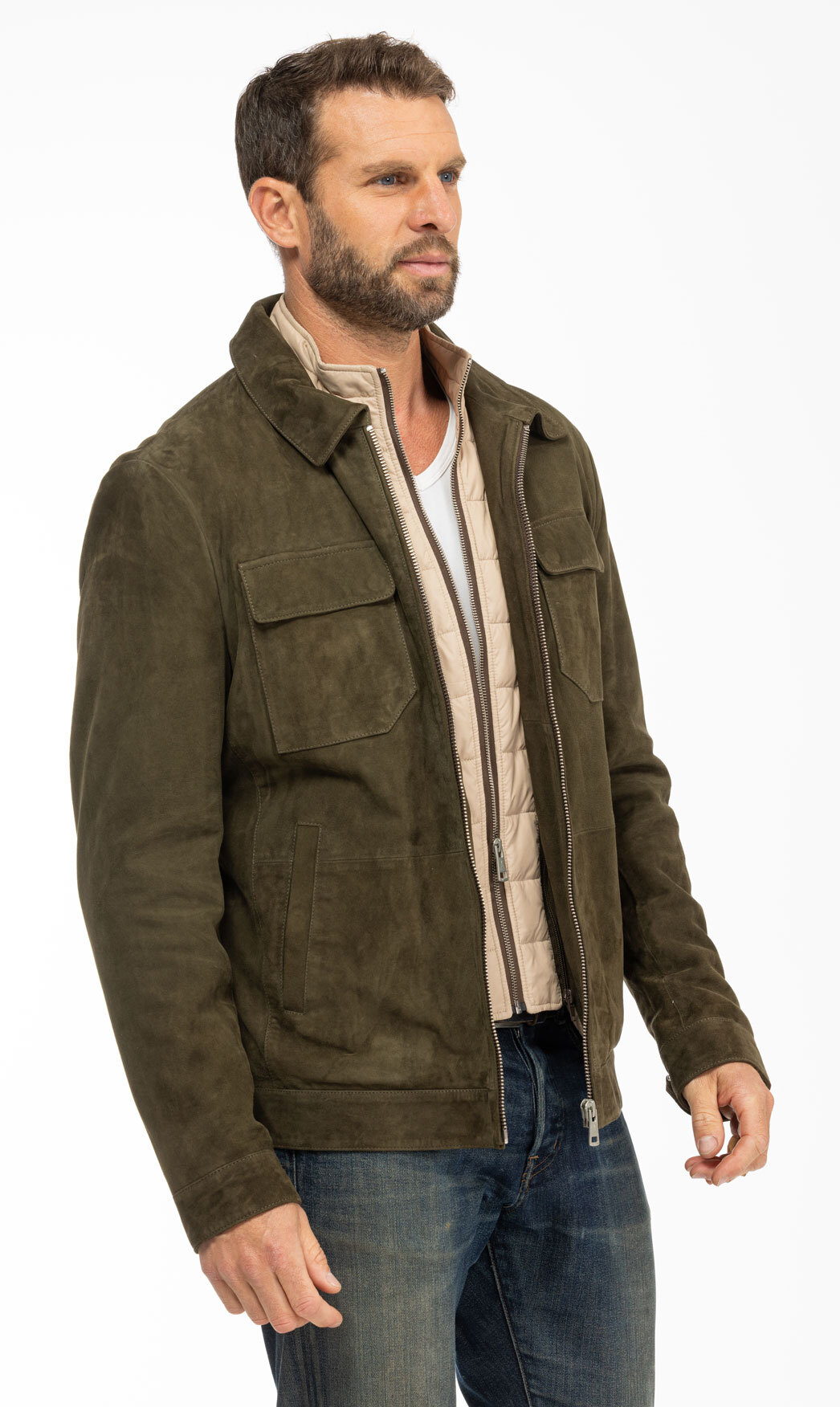 Vêtement en cuir Vestes & Trois Quart cuir kaki