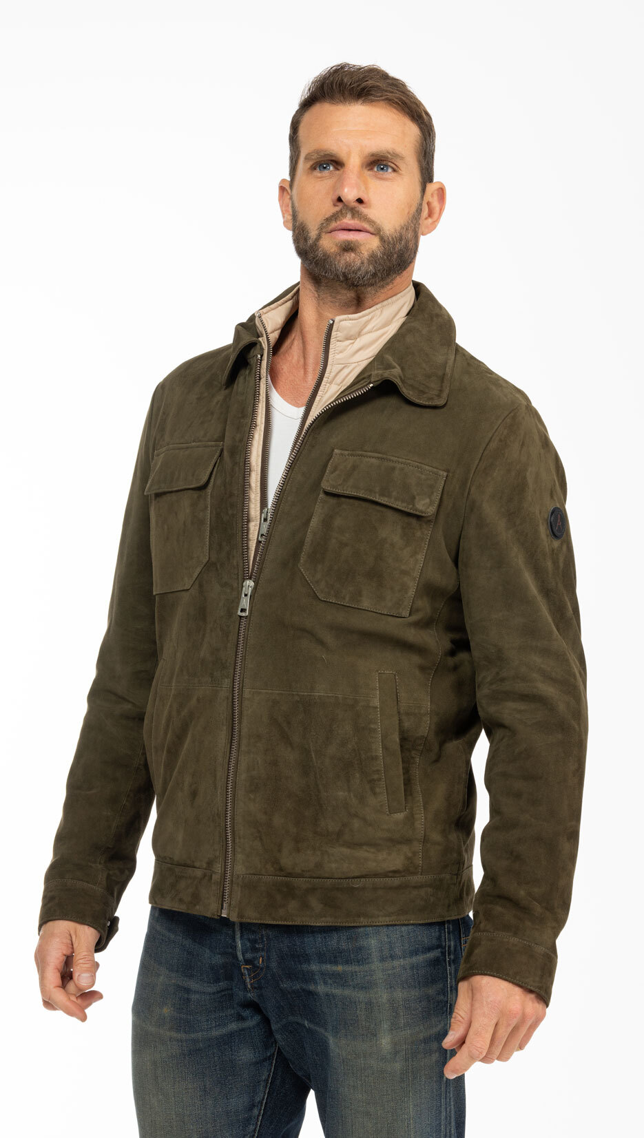 Vêtement en cuir Vestes & Trois Quart cuir kaki