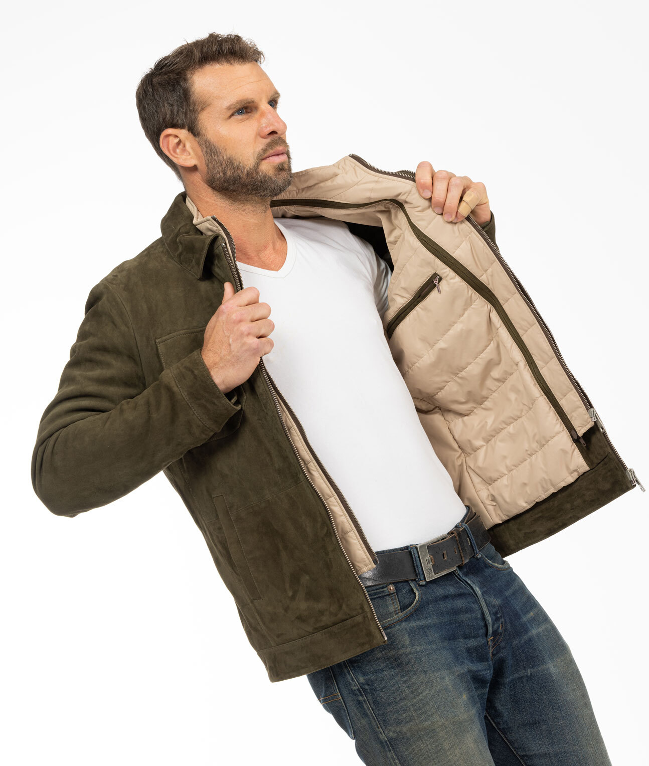 Vêtement en cuir Vestes & Trois Quart cuir kaki