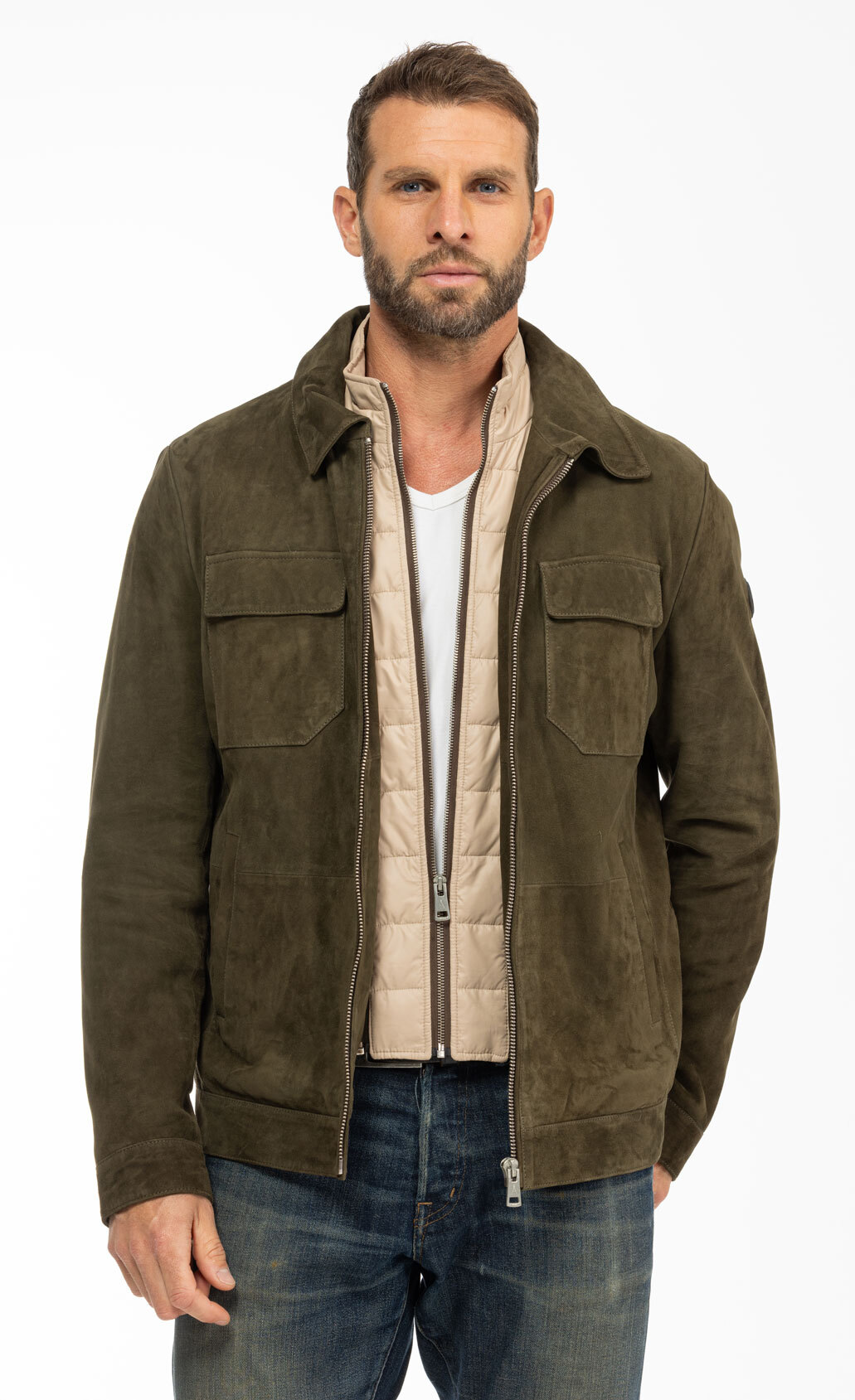 Vêtement en cuir Vestes & Trois Quart cuir kaki