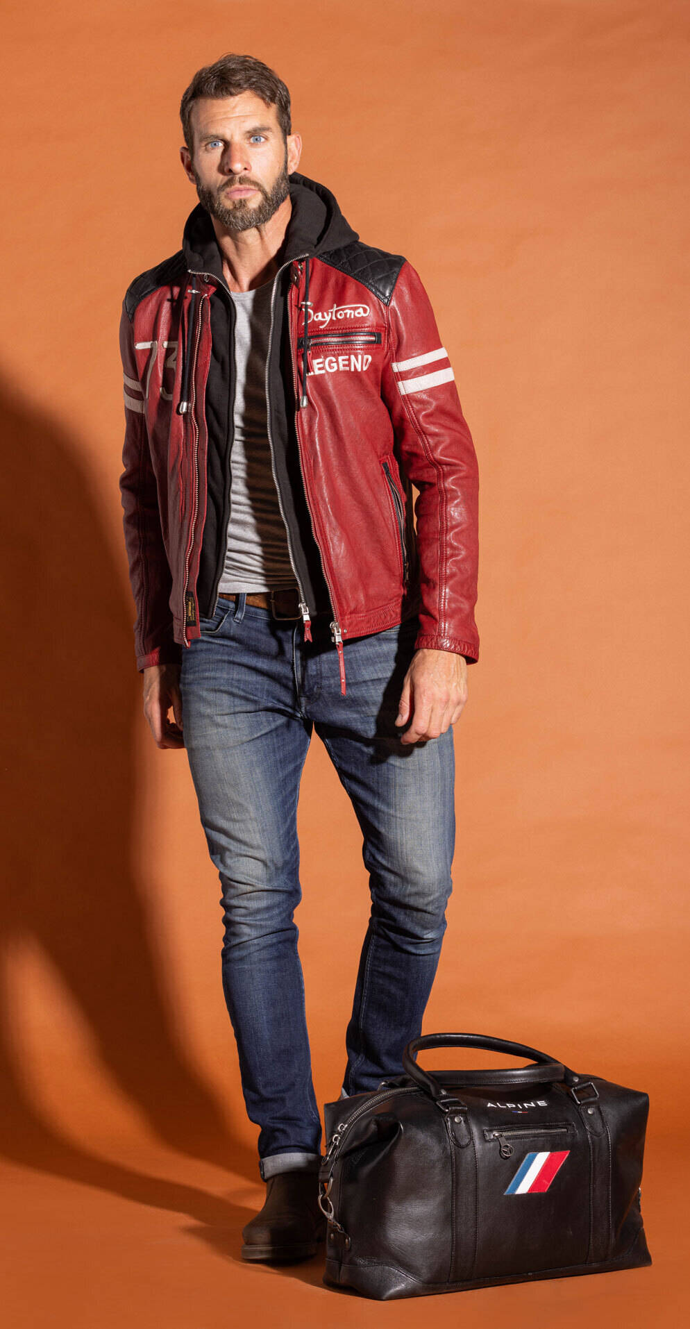 Vêtement en cuir Blousons cuir rouge