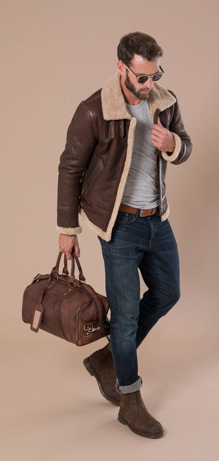 Vêtement en cuir Maroquinerie homme cognac