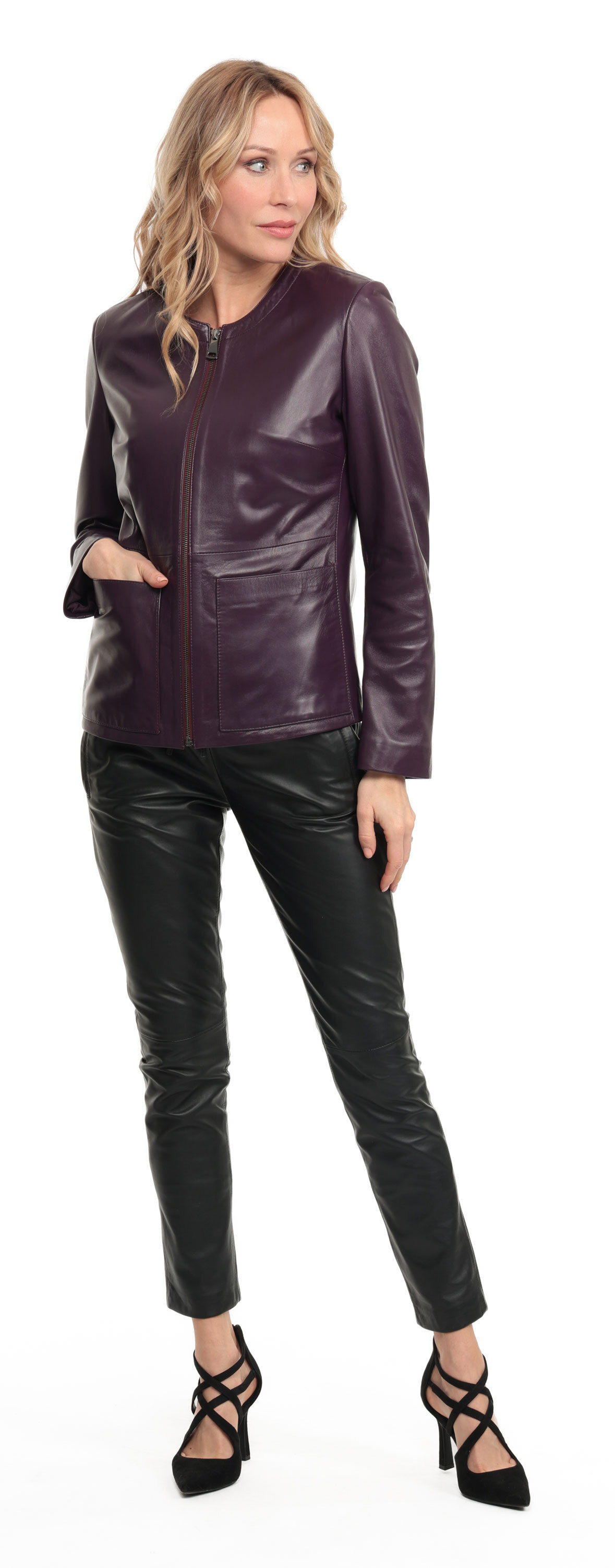 Vêtement en cuir Blousons cuir violet