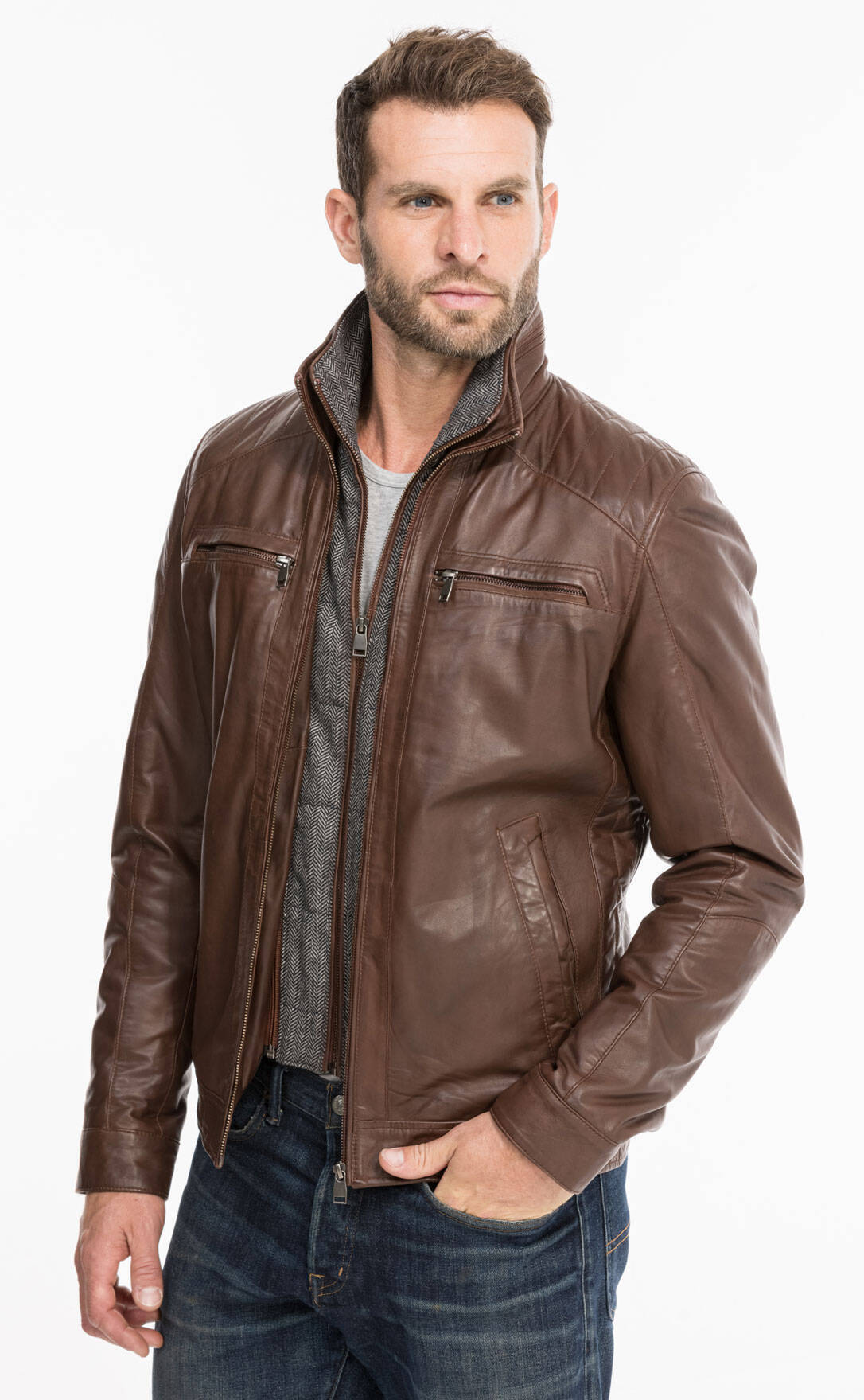 Vêtement en cuir Les bonnes affaires Homme marron