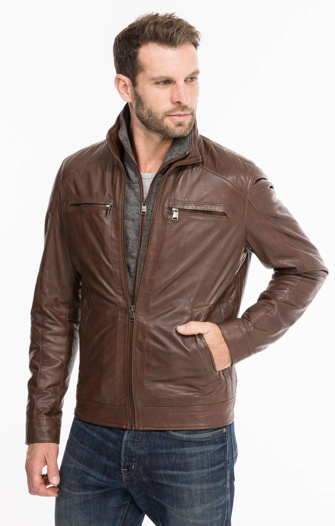 Vêtement en cuir Les bonnes affaires Homme marron