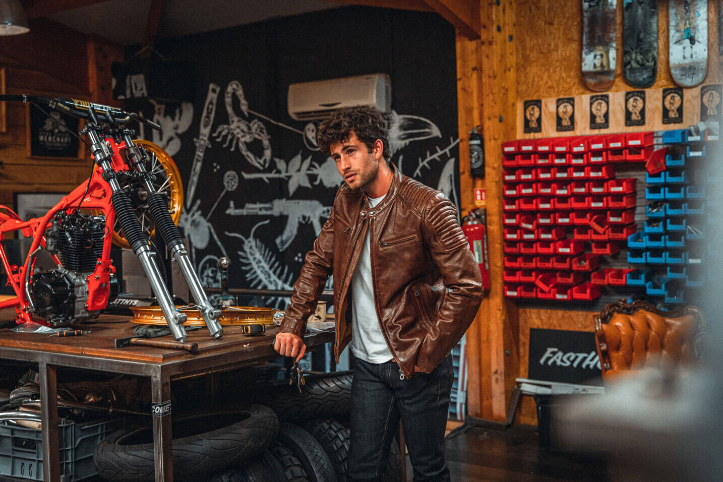 Vêtement en cuir Blousons cuir cognac