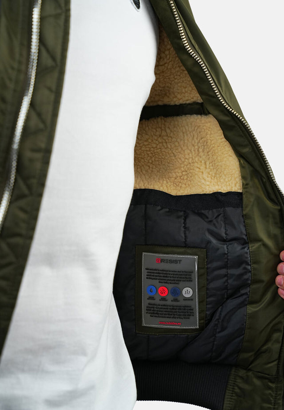 Vêtement en cuir Blousons textile kaki