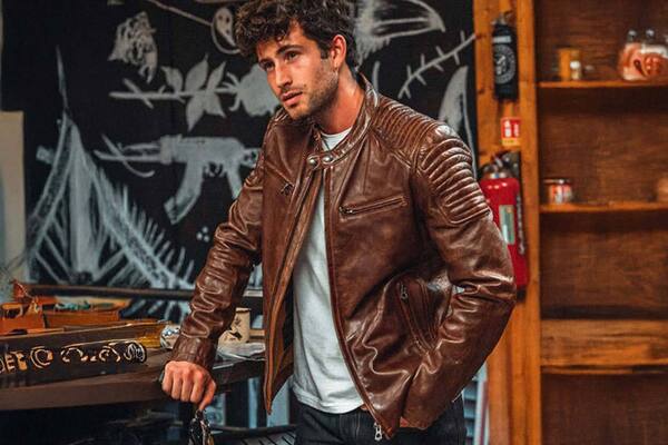 Vêtement en cuir Blousons cuir cognac