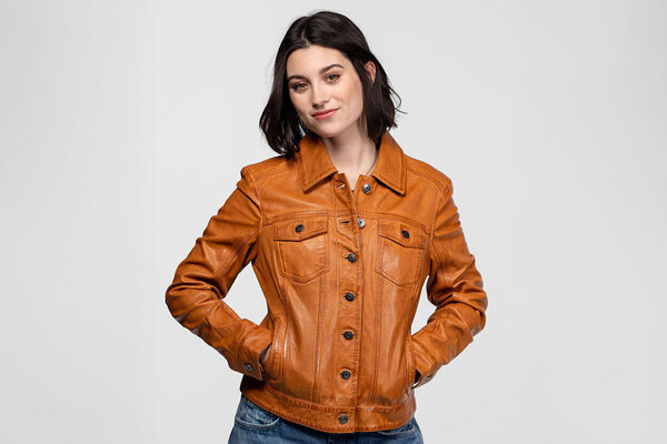 Vêtement en cuir Vestes cuir cognac