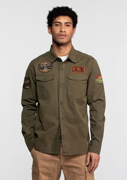 Vêtement en cuir Veste, parka & doudoune textile kaki