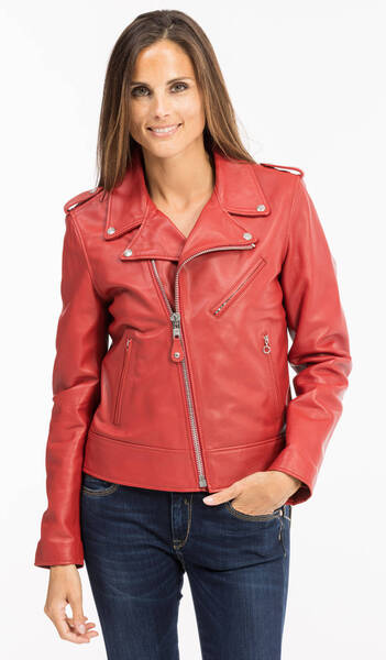 Perfecto femme rouge cuir best sale