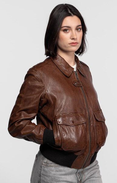 Vêtement en cuir Blousons cuir cognac