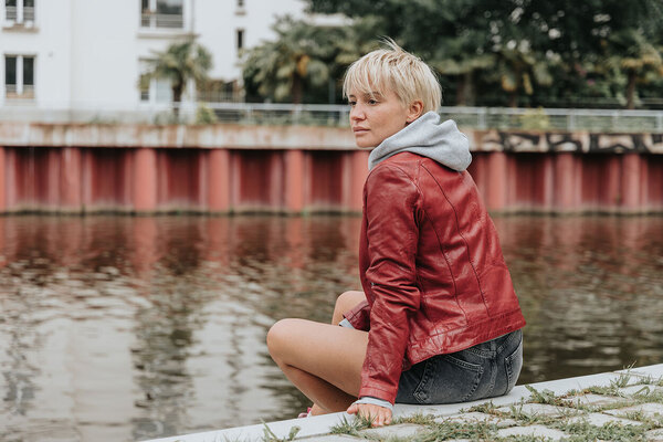 Vêtement en cuir Blousons cuir rouge