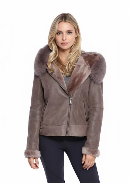 Vêtement en cuir Blousons cuir taupe