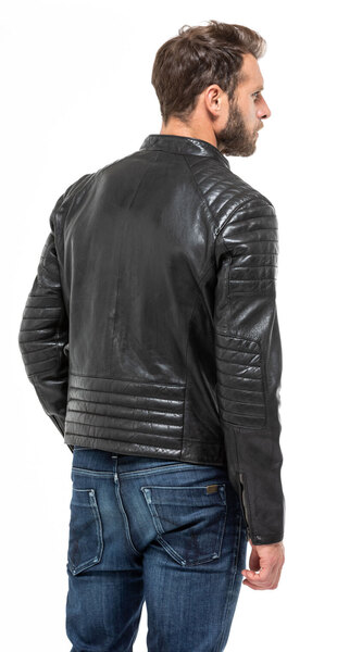 blouson cuir homme 101036 daytona style motard agneau noir mannequin (5)