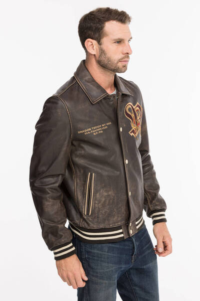 blouson cuir homme redskins marron r�f 134 dragon (7)