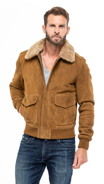 Vêtement en cuir Blousons cuir cognac