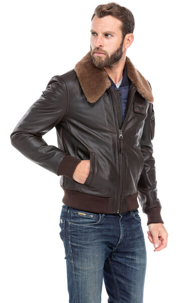 blouson cuir homme vachette marron 98 redskins style pilote (5)