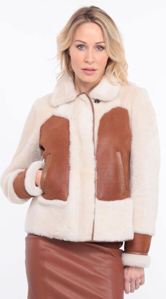 Vêtement en cuir Blousons cuir camel, beige