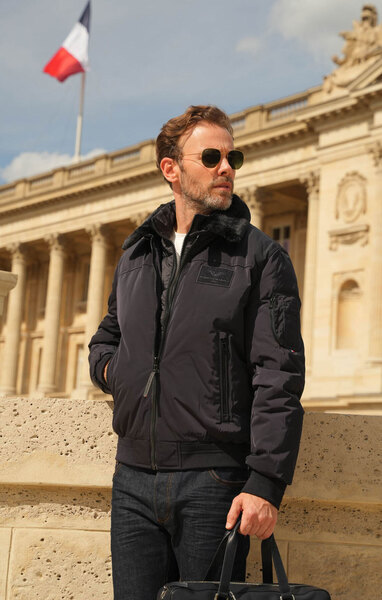 Vêtement en cuir Blousons textile bleu