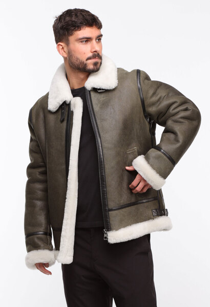 Vêtement en cuir Homme kaki