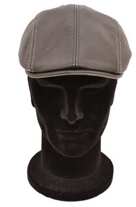 Casquette plate style beret homme cuir vachette noir (1)