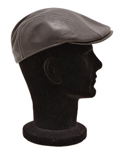 Casquette plate style beret homme cuir vachette noir (3)