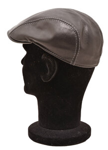Casquette plate style beret homme cuir vachette noir (5)