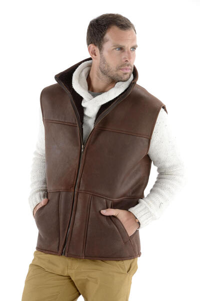 Vêtement en cuir Gilets Cuir & Textile marron