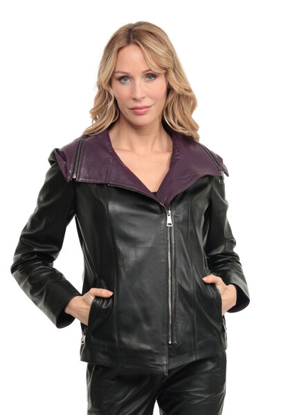 Vêtement en cuir Blousons cuir noir, violet