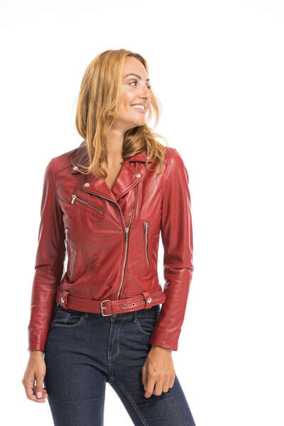 Blouson Cuir Femme Style Biker/motard - Taille L - Noir - Occasion Très Bon état