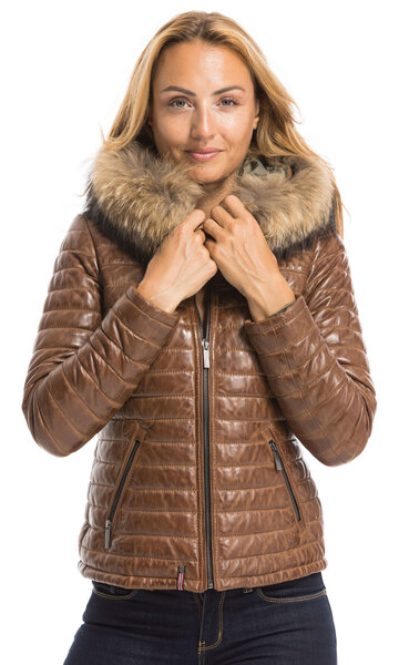 Vêtement en cuir Vestes cuir cognac