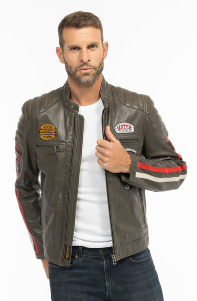 Vêtement en cuir Blousons cuir kaki