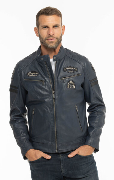 Vêtement en cuir Blousons cuir bleu