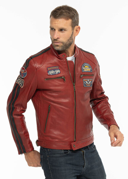 Vêtement en cuir Blousons cuir rouge